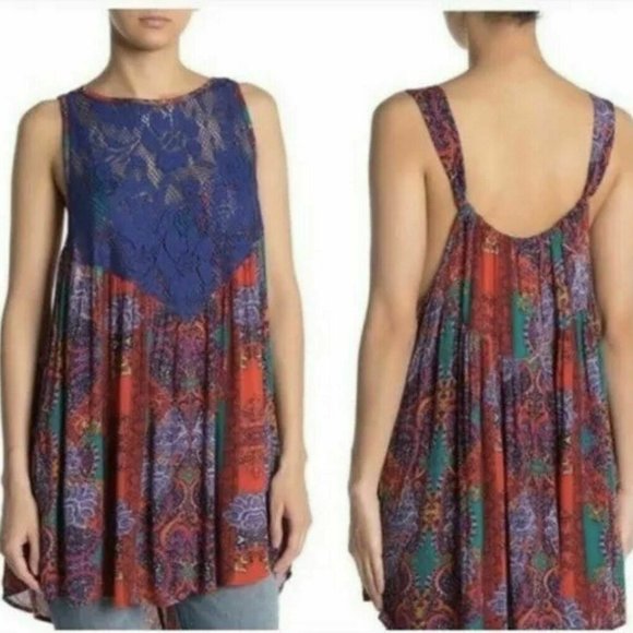 Free People Count Me In Trapeze Hot Red Combo S - Picture 2 of 9